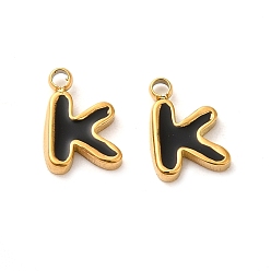 Letter K 304 из нержавеющей стали шармы эмали, реальный 14 k позолоченный, буквы, Письмо K, 8.5x6x1.3 мм, отверстие : 1.2 мм