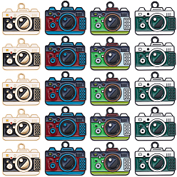 Couleur Mélangete 32 pcs 4 couleurs pendentifs en alliage d'émail, sans cadmium et sans plomb, charmes de caméra, couleur mixte, 17x20.5x1.5mm, Trou: 2mm, 8 pcs / couleurs
