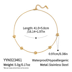 Настоящее золото 18K 304 ожерелья из нержавеющей стали с цветочными звеньями для женщин, реальный 18 k позолоченный, 16.14 дюйм (41 см)