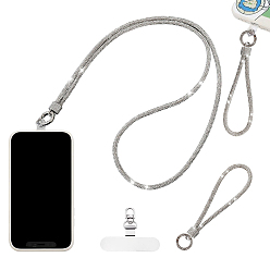 Серебро 2наборы 2 стили ремешков для мобильных телефонов из сплава, с бусинами из смолы и пружинными кольцами для ворот, 2шт. нашивка на ремешок мобильного телефона из сплава, 280~600x6 мм