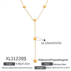 Звезда 316Ожерелья из хирургической нержавеющей стали с Y-образными кисточками для женщин, реальный 18 k позолоченный, звезда, 15.75 дюйм (40 см), удлинитель 50мм, Кулон : длиной 12 мм 