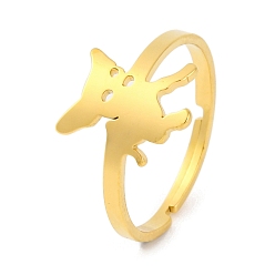 Cat Shape 201 регулируемое кольцо из нержавеющей стали для женщин, футбол/цветок/кошка/сердце/собака, форма кошки, 12.5 мм, внутренний диаметр: 18 мм