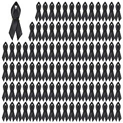 Black 100Pcs Awareness Ribbon Nylon Lapel Pin Backs for Backpack Clothes, with Iron Pin, Black, 80x35x1mm