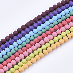 Gemischte Farbe Spray gemalt unmagnetische synthetischen Hämatitkornen Stränge, facettiert, Runde, Gemischte Farbe, 3x3 mm, Bohrung: 0.6 mm, ca. 132 Stk. / Strang, 15.94 Zoll (40.5 cm)