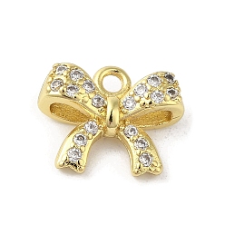 Прозрачный Стойка металлическая латунная микропрофилированная кубическая циркония подвески, бантом, долговечный, без кадмия и без свинца, с целью перехода в кольце, реальный 18 k позолоченный, прозрачные, 14x11x4.5 мм, отверстие : 1.8 мм