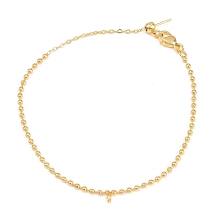 Настоящее золото 18K 2мм латунная шариковая цепочка для изготовления браслета, Регулируемые браслеты-слайдеры с петлями для подвесок, стойки покрытие, долговечный, без кадмия и без свинца, реальный 18 k позолоченный, 7.09 дюйм (18 см)