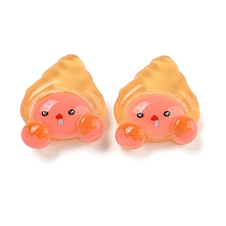 Краб Кабошоны из непрозрачной смолы с тематикой ледяного океана, морские животные кабошоны, Рак-Отшельник, 22.5x20x8 мм