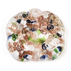 White Handmade Gold Sand Lampwork Links Connectors, Auspicious Clouds, White, 45x41x10mm, Hole: 2mm