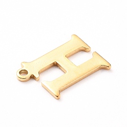 Letter H Vacuum Plating  304 Stainless Steel Charms, Laser Cut, Alphabet, Golden, Letter.H, 12x9x0.8mm, Hole: 1mm