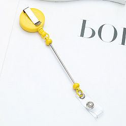 Желтый Катушки для бейджей из железа и пластика, выдвижные держатели бейджей, плоско-круглые, желтые, 166x32 мм