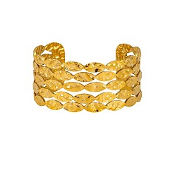 Золотой Браслеты-манжеты из нержавеющей стали с кованой отделкой, многорядные, для женщин., лошадь форма глаз, золотые, внутренний диаметр: 304 дюйм (2.56 см)