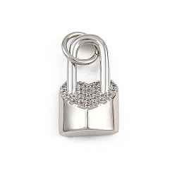 Платина Латунные микро проложить кубического циркония подвески, запирать, с целью перехода в кольце, стойки покрытие, долговечный, без свинца и без кадмия, платина, 18.5x11x5.5 мм, отверстие : 4.5 мм