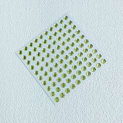 Желто-Зеленый Плоские круглые акриловые наклейки со стразами, плоские круглые декоративные наклейки с драгоценными камнями для детского творчества, желто-зеленый, 8 мм