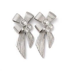 Нержавеющая Сталь Цвет 304 Настройки горный хрусталь из нержавеющей стали кулон, бантом, цвет нержавеющей стали, пригодный для стразов 2.5~4.5 мм, 40x19x5.5 мм, отверстие : 6.5 мм