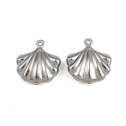 Нержавеющая Сталь Цвет 304 подвески из нержавеющей стали, подвески в форме ракушек, анти-тускнение, цвет нержавеющей стали, 16x15x5 мм, отверстие : 1 мм