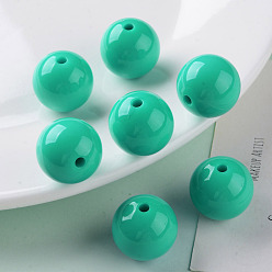 Medium Aquamarine Opaque Acrylic Beads, Round, Medium Aquamarine, 20x19mm, Hole: 3mm, about 111pcs/500g