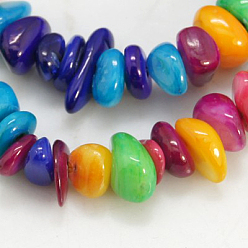 Mixed Color Natural Shell Beads Strands, Dyed, Amorphous, Mixed Color, 5~29x4~9x1~5mm, hole: 1mm, 130~170pcs/strand, 30 inch