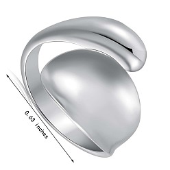 Platinum Rhodium Plated 925 Sterling Silver Twist Chunky Open Cuff Ring for Women, Platinum, US Size 5 1/4(15.9mm)