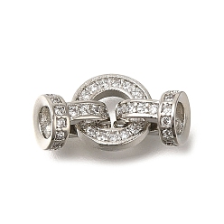 Платина Кольцо из плакированной латуни с микропаве из циркония, долговечный, без свинца и без кадмия, платина, 16 мм