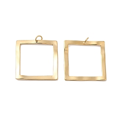 Настоящее золото 14K Ионное покрытие (ip) 304 подвески из нержавеющей стали, с целью перехода в кольце, квадратный шарм, реальный 14 k позолоченный, 20.5x20x1.5 мм, отверстие : 3 мм