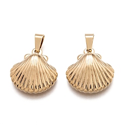 Golden 304 Stainless Steel Pendants, Shell Shape, Golden, 21x20x5.5mm, Hole: 3x6mm