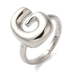 Letter G Латунное открытое кольцо-манжета для женщин с инициалами, без кадмия, без никеля и без свинца, Буква G, 16.5x13.5 мм, регулируемый