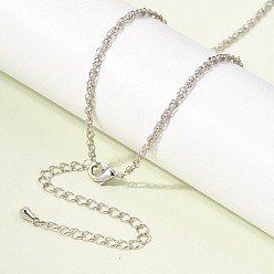 Платина 1 мм латунь веревку цепи ожерелья, стойки покрытие, долговечный, без кадмия и без свинца, платина, 18.11 дюйм (46 см), ширина 2мм