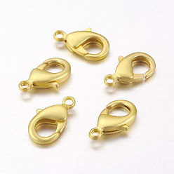 Matte Gold Color Brass Lobster Claw Clasps, Matte Gold Color, 15x8x3mm, Hole: 2mm