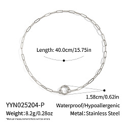 Нержавеющая Сталь Цвет 304 Женские ожерелья с подвеской в виде кольца-скрепки из нержавеющей стали, цвет нержавеющей стали, 15.75 дюйм (40 см)