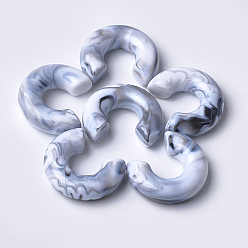 WhiteSmoke Acrylic Beads, Imitation Gemstone Style, No Hole/Undrilled, U-shaped, WhiteSmoke, 28x24x8.5mm, about 146pcs/500g