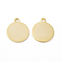Real 24K Gold Plated Brass Pendants, Cadmium Free & Lead Free, Flat Round Charm, Real 24K Gold Plated, 11.5x10.5x0.5mm, Hole: 1.2mm