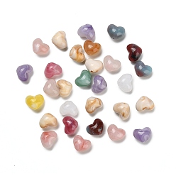 Сердце Непрозрачные акриловые бусины градиентного цвета, сердце, 10x13x9 мм, отверстие : 1.6 мм