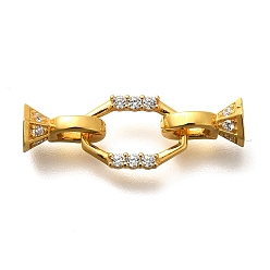 Настоящее золото 18K 925 Складчатые застежки из стерлингового серебра с микропаве из прозрачного кубического циркония, овальные, реальный 18 k позолоченный, 24 мм