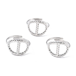Stainless Steel Color Tarnish Resistant Adjustable 304 Stainless Steel Finger Rings, Long-Lasting Plated, Oval, Stainless Steel Color, US Size 7 1/4(17.5mm), 1.5~13mm