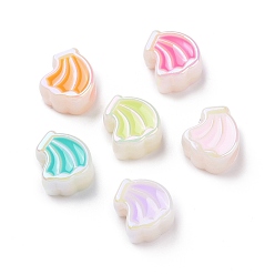 (52) Непрозрачная лаванда УФ-покрытие Радужные переливающиеся акриловые европейские бусины, бусины с большим отверстием, с эмалью, банан, разноцветные, 12x11.2x7.2 мм, отверстие : 4 мм