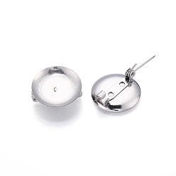 Нержавеющая Сталь Цвет 304 брошь из нержавеющей стали, кабошон., плоско-круглые, цвет нержавеющей стали, 19 мм