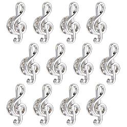 Platinum 12Pcs Zinc Alloy Lapel Pin Backs for Backpack Clothes, Musical Note, Platinum, 24x11.5mm