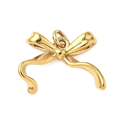 Настоящее золото 18K Латунные подвески, бантом, с целью перехода в кольце, реальный 18 k позолоченный, 12.5x17x4 мм, отверстие : 3 мм