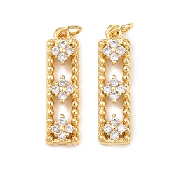 Настоящее золото 18K Латунные микро проложить кубического циркония подвески, прямоугольные, без свинца и без кадмия, долговечный, стойки покрытие, реальный 18 k позолоченный, 23x6.5x3.5 мм, Перейти кольцо: 5x1 мм, внутренний диаметр: 3 мм