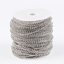 Silver Iron Ball Chains, Soldered, Silver Color Plated, with Spool, Bead: about 2.4mm in diameter, about 328.08 Feet(100m)/roll
