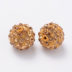 Lime Pave Disco Ball Beads, Polymer Clay Rhinestone Beads, Grade A, Round, Lime, PP14(2~2.1mm), 10mm, Hole: 1.0~1.2mm