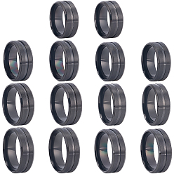 Черный 14 ПК 7 стили настройки кольца из нержавеющей стали с рифлением, кольцевой сердечник, для изготовления инкрустации, чёрные, 8 мм, внутренний диаметр: 16.5~21.5 мм, 2 шт / стиль
