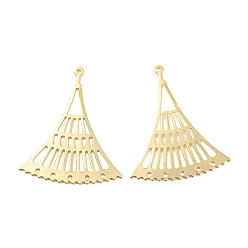 Настоящее золото 18K Латунные люстры ссылки компонент, без кадмия, без никеля и без свинца, гравированные металлические украшения, разъем вентилятора, реальный 18 k позолоченный, 27x22x0.4 мм, отверстие : 0.8 мм