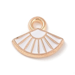 Weiß Legierung Emaille Reize, Licht Gold, Fan-Charme, weiß, 9x10.5x1.5 mm, Bohrung: 1.5 mm