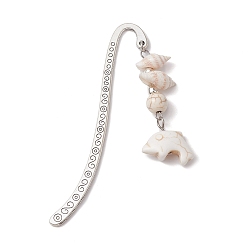 Dolphin Закладки с крючками из цинкового сплава, Подвеска-закладка из синтетической бирюзовой бусины, дельфин, 83 мм, подвески: 47x19x8 мм