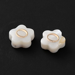 Letter O Натуральные белые ракушки, золотые эмалевые бусины с буквами, Письмо O, 8x4.5 мм, отверстие : 0.8 мм