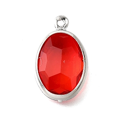 Платина Стеклянные подвески, овальные, с латунью и прыгающим кольцом, граненые, долговечный, без кадмия и без свинца, стойки покрытие, платина, 18x11x4.5 мм, отверстие : 1 мм