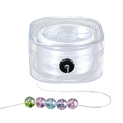 Белый 1рулонная эластичная нить с кристаллами, для браслетов изготовление ювелирных изделий из драгоценных камней ремесло из бисера, белые, 0.6 мм