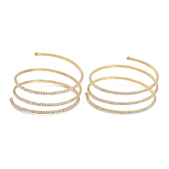Light Gold Iron Alloy Rhinestone Multilayer Bangles, Three Loops, End with Immovable Beads, Light Gold, 0.2~3.7cm, Inner Diameter: 2-1/4 inch(5.6cm)