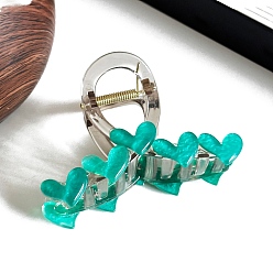 Зеленый Акриловые заколки-коготь в форме сердца, аксессуары для волос для женщин и девочек, зелёные, 87x61x47 мм